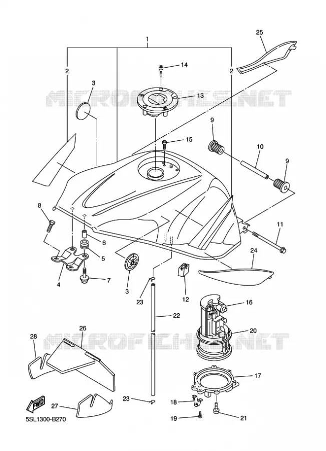 RESERVOIR A ESSENCE Yamaha MOTO 600 2003 R6  YZF-R6