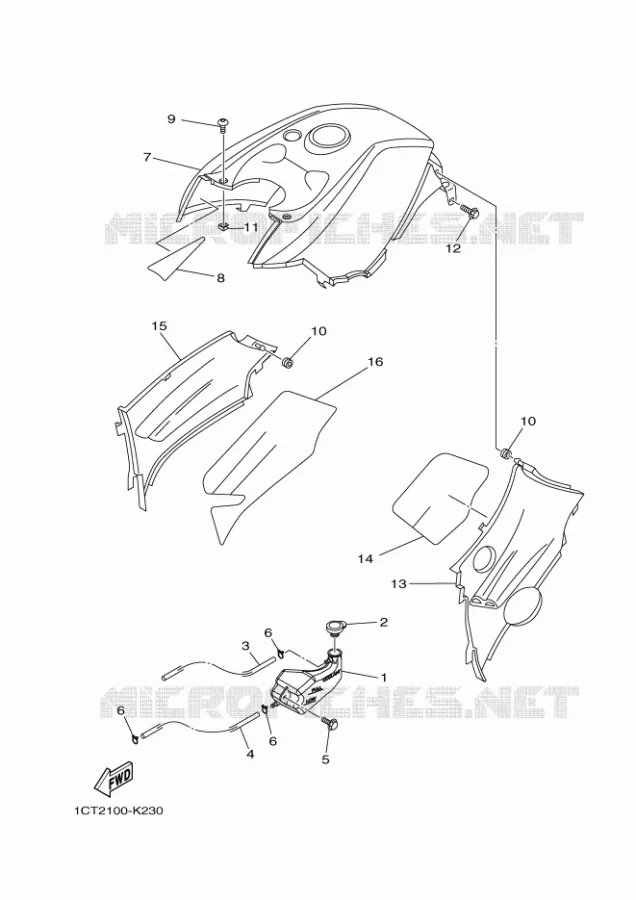 COUVERCLE LATERAL Yamaha QUAD 450 2016 GRIZZLY  YFM450FWAD