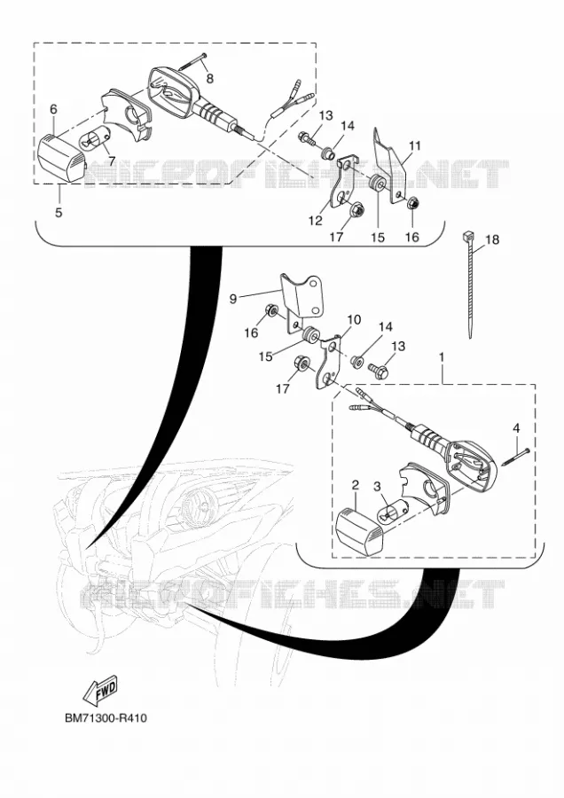 CLIGNOTANT Yamaha QUAD 450 2016 GRIZZLY  YFM450FWAD