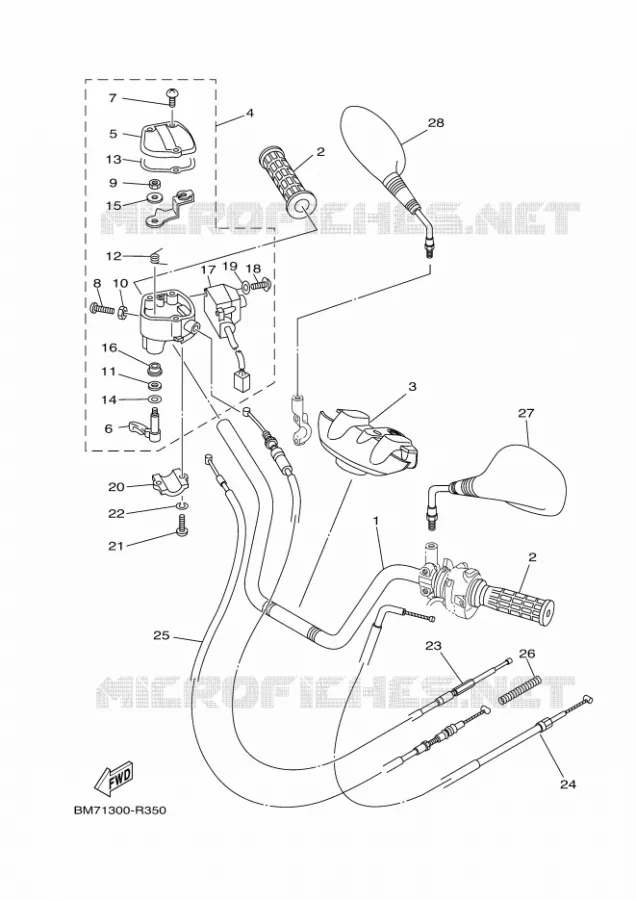 GUIDON ET CABLES Yamaha QUAD 450 2016 GRIZZLY  YFM450FWAD