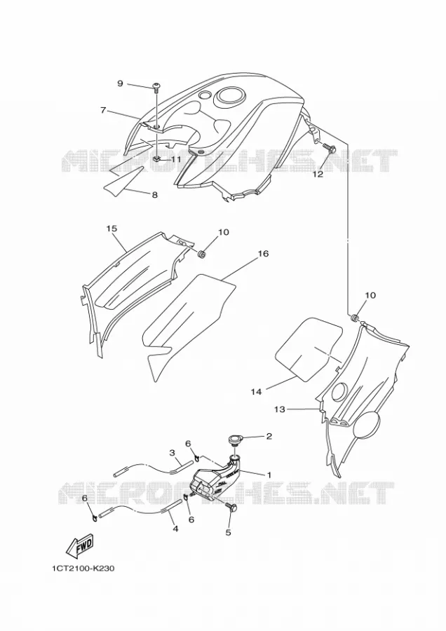 COUVERCLE LATERAL Yamaha QUAD 450 2016 GRIZZLY  YFM450FWA