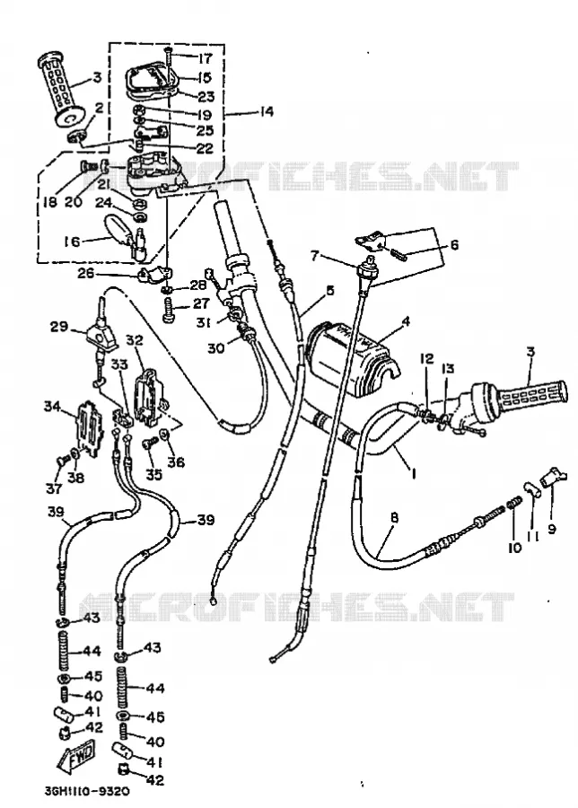GUIDON ET CABLES Yamaha QUAD 250 1989 YFM250  YFM250MOTO 4 - 250