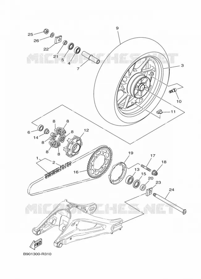 ROUE ARRIERE Yamaha MOTO 900 2016 XSR  MTM850