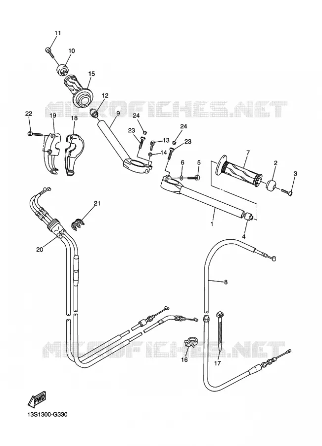 GUIDON ET CABLES Yamaha MOTO 600 2010 R6  YZF-R6