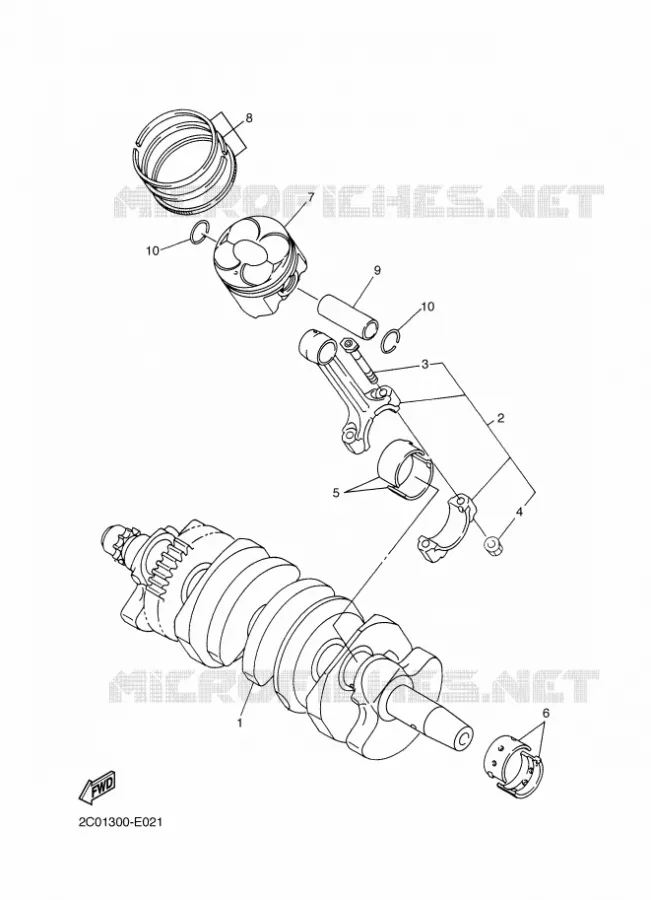 VILEBREQUIN / PISTON Yamaha MOTO 600 2010 R6  YZF-R6