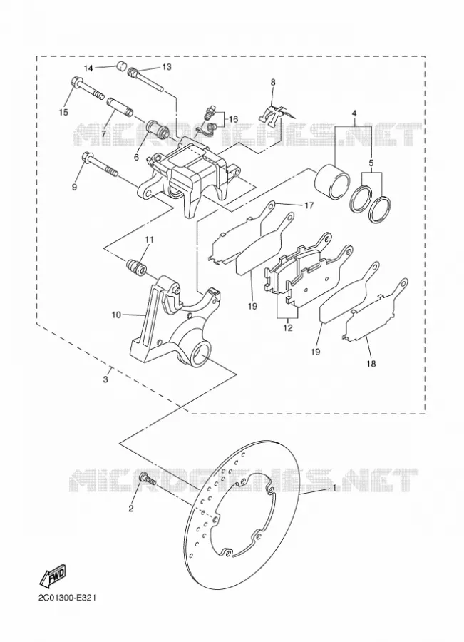 ETRIER DE FREIN ARRIERE Yamaha MOTO 600 2016 R6  YZF-R6