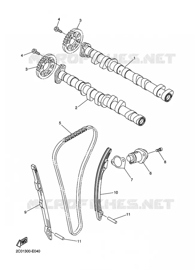 ARBRE A CAMES / CHAINE DE DISTRIBUTION Yamaha MOTO 600 2016 R6  YZF-R6