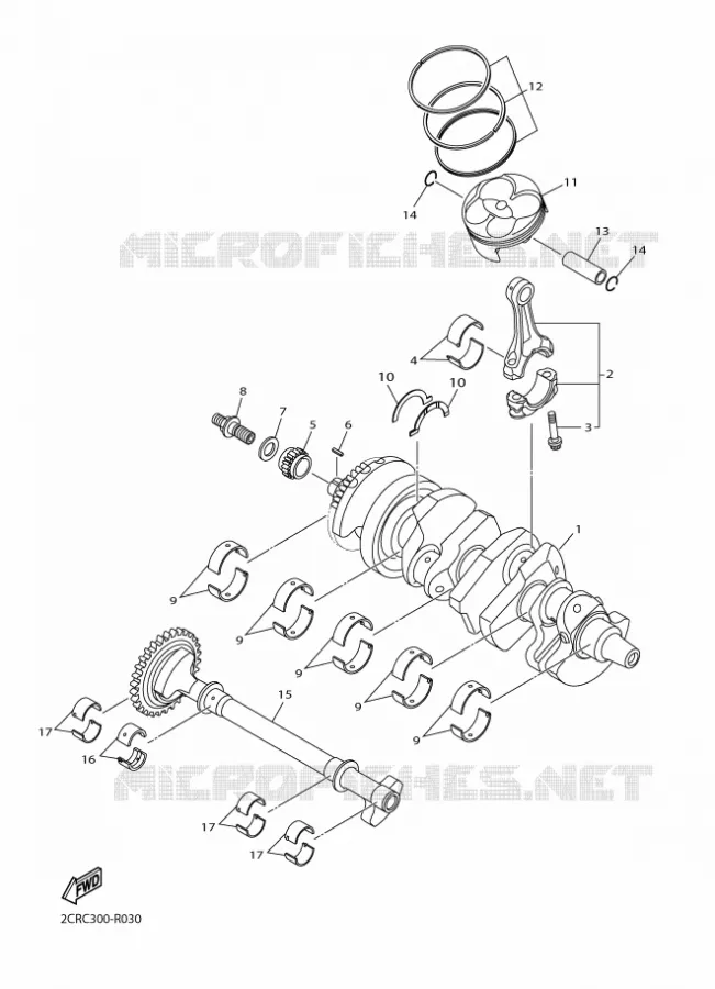 VILEBREQUIN / PISTON Yamaha MOTO 1000 2016 R1M  YZF-R1M