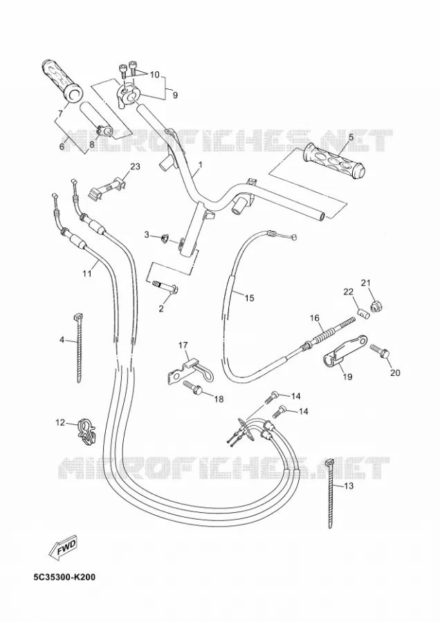 GUIDON ET CABLES Yamaha SCOOTER 50 2012 NEOS 4T UBS  YN50FUNEO'S 4+
