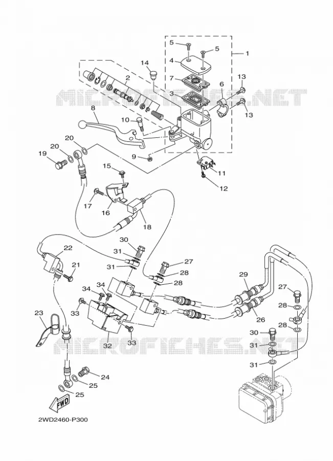 MAITRE CYLINDRE DE FREIN AVANT Yamaha MOTO 300 2016 R3  YZF-R3A