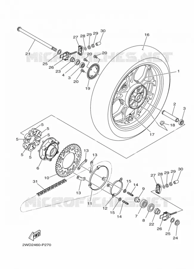 ROUE ARRIERE Yamaha MOTO 300 2016 R3  YZF-R3A