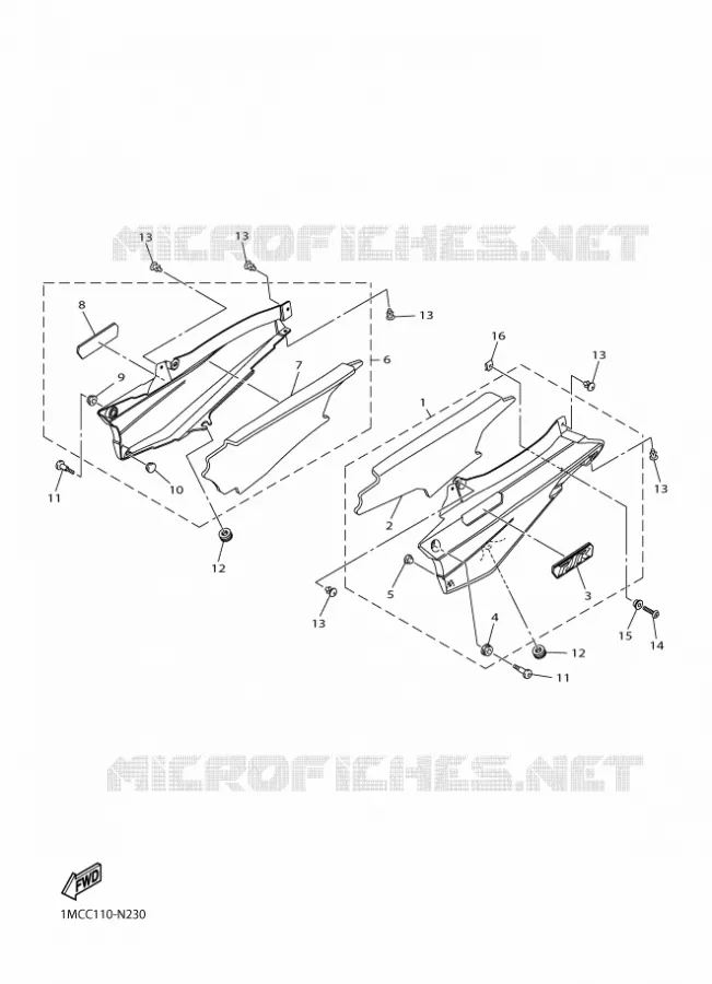 COUVERCLE LATERAL Yamaha MOTO 1300 2016 FJR  FJR1300-A
