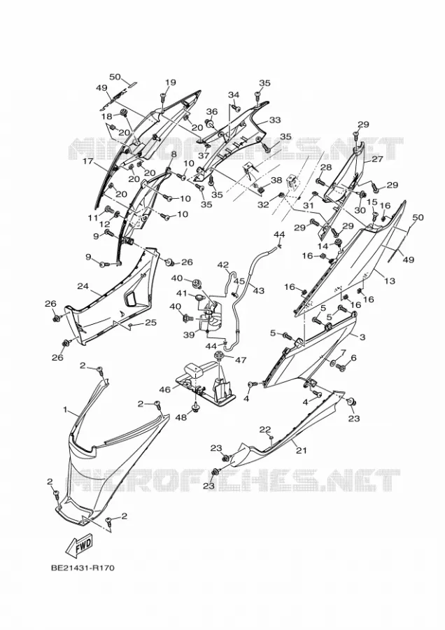 COUVERCLE LATERAL Yamaha SCOOTER 150 2016 TRICITY  MWS150-A