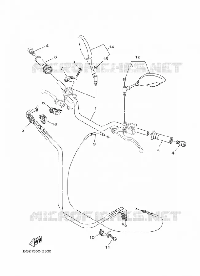 GUIDON ET CABLES Yamaha MOTO 900 2017 MT  MTN850-A