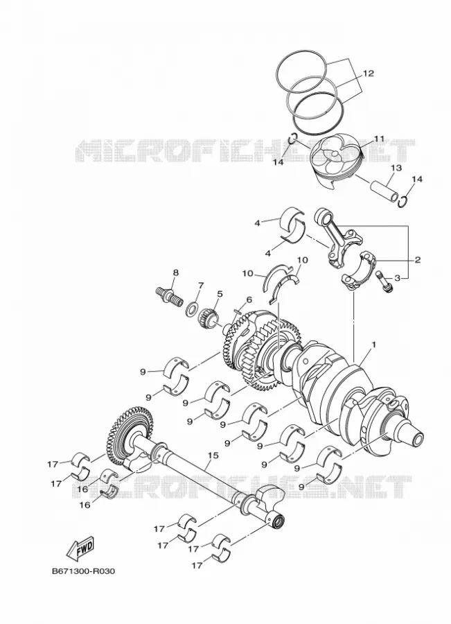 VILEBREQUIN / PISTON Yamaha MOTO 1000 2017 MT  MTN1000D