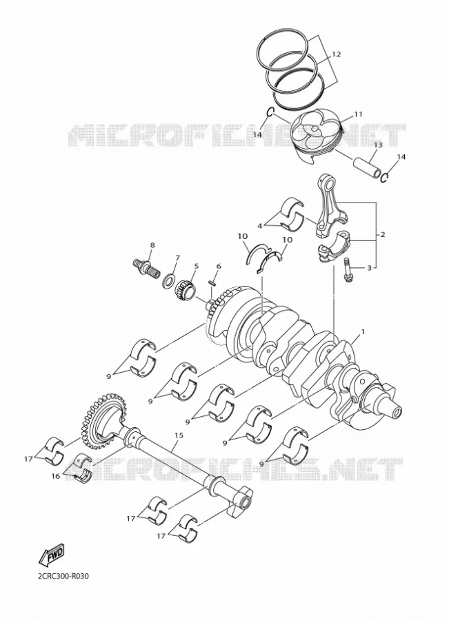 VILEBREQUIN / PISTON Yamaha MOTO 1000 2016 R1  YZF-R1