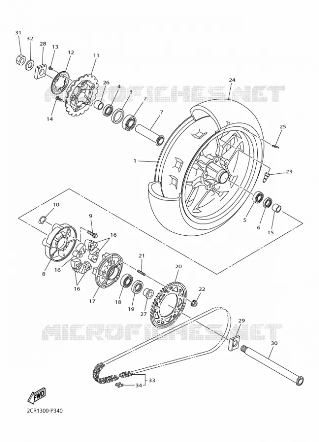 ROUE ARRIERE Yamaha MOTO 1000 2016 R1  YZF-R1R1