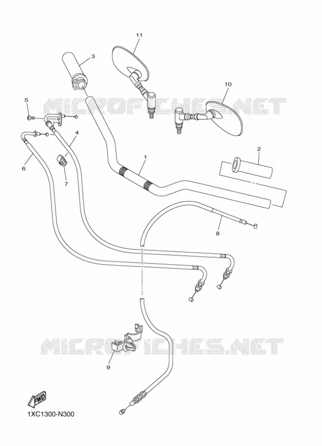 GUIDON ET CABLES Yamaha MOTO 950 2016 XV  XVS950CU