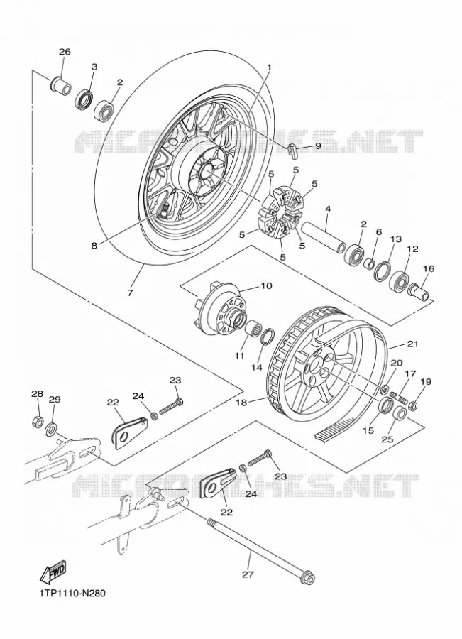 ROUE ARRIERE Yamaha MOTO 950 2016 XV  XVS950CU