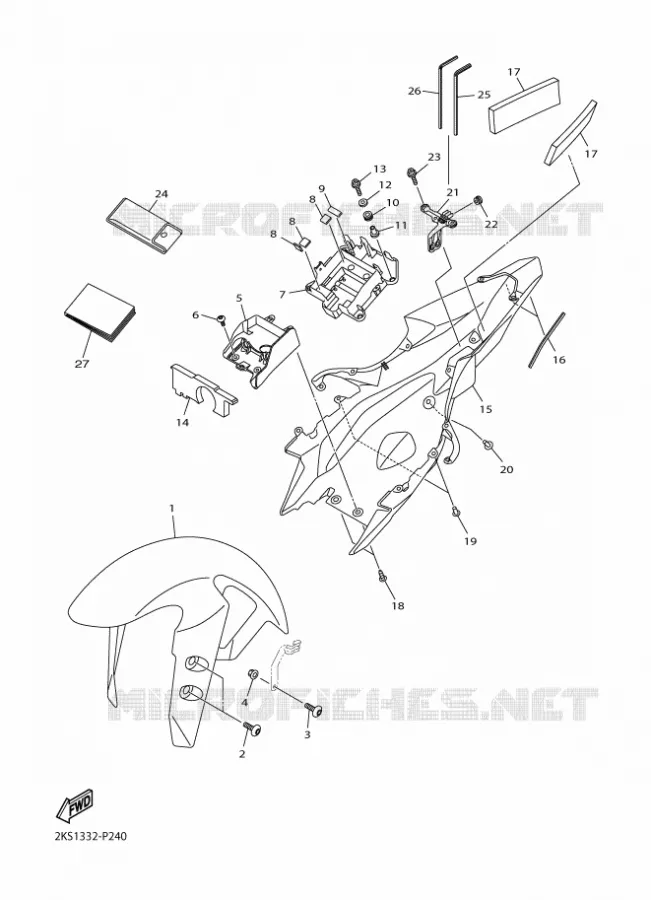 GARDE BOUE Yamaha MOTO 1000 2016 R1M  YZF-R1M