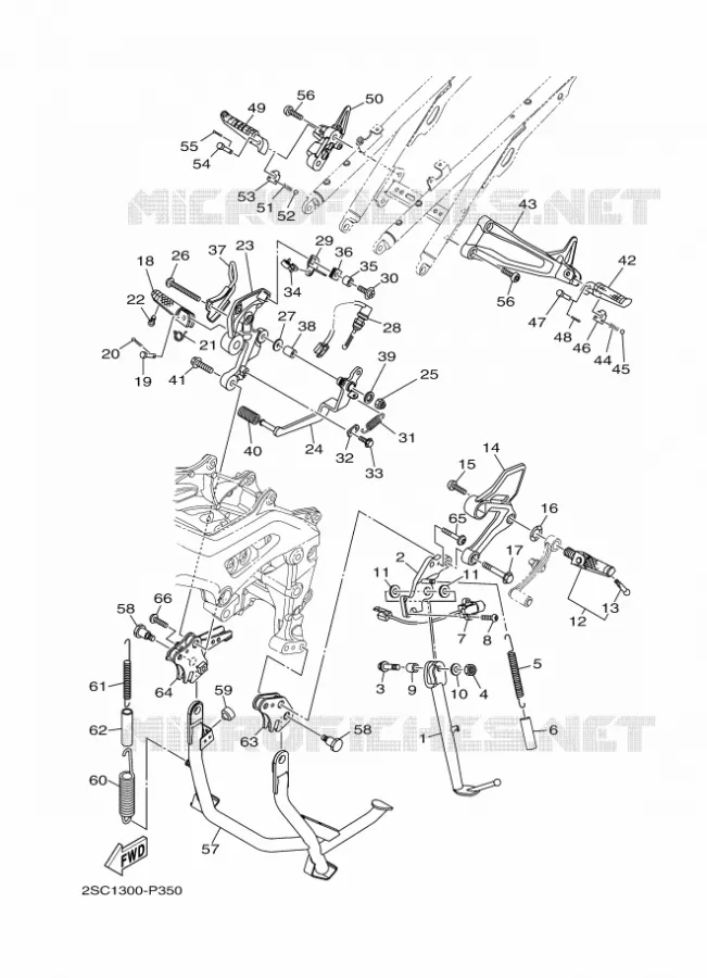 SUPPORT / REPOSE PIEDS Yamaha MOTO 900 2016 MT  MT09TRA