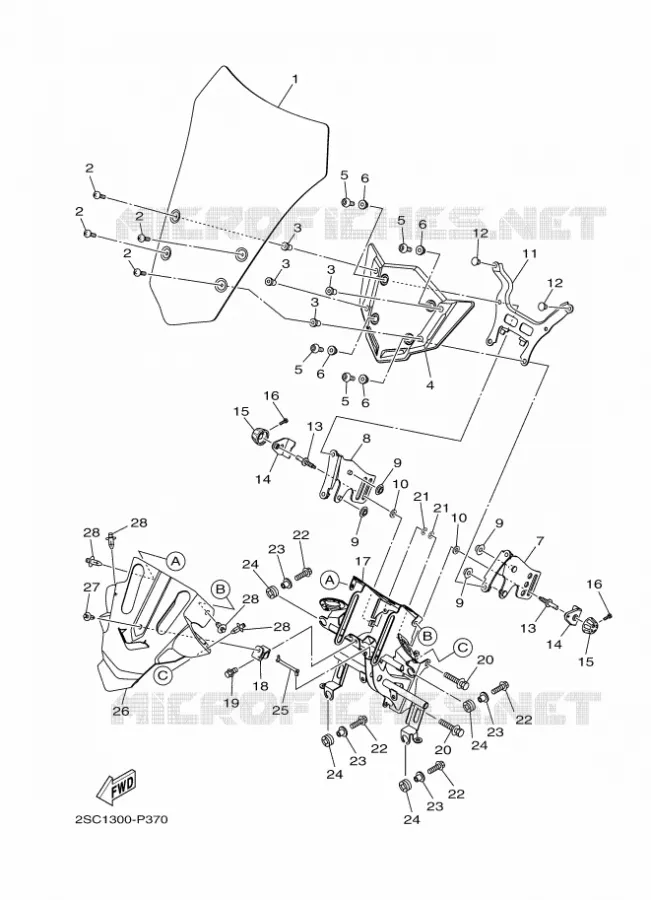 PARE BRISE Yamaha MOTO 900 2017 TRACER  MT09TRA