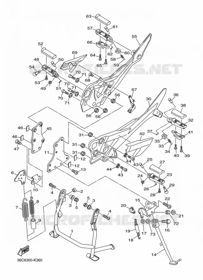 SUPPORT / REPOSE PIEDS Yamaha MOTO 600 2016 XJ6  XJ6SA