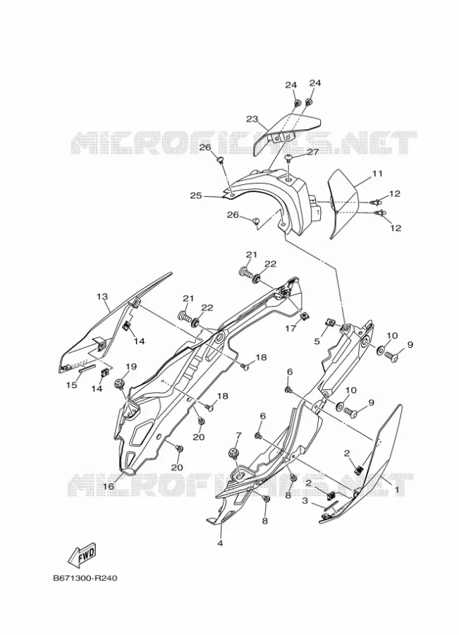 COUVERCLE LATERAL Yamaha MOTO 1000 2016 MT  MTN1000
