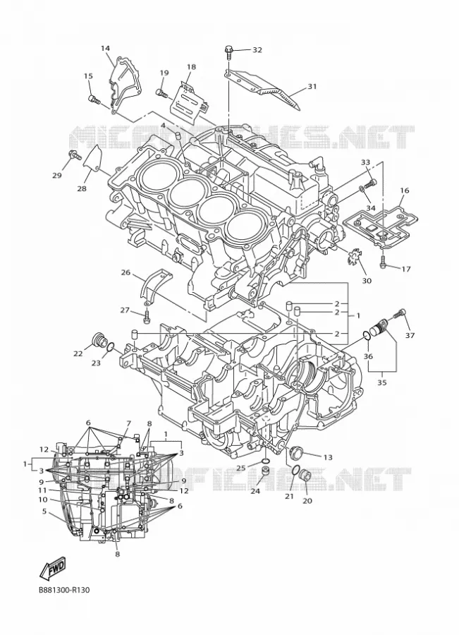 CARTER MOTEUR Yamaha MOTO 1300 2016 FJR  FJR1300-A