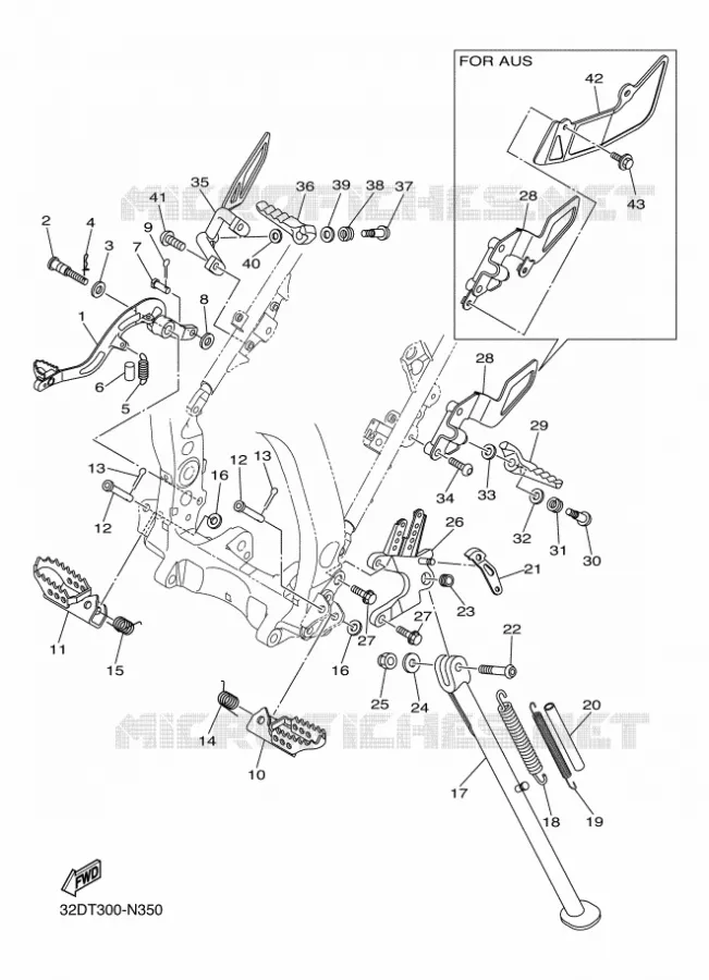 SUPPORT / REPOSE PIEDS Yamaha MOTO 250 2016 WR-R  WR250R