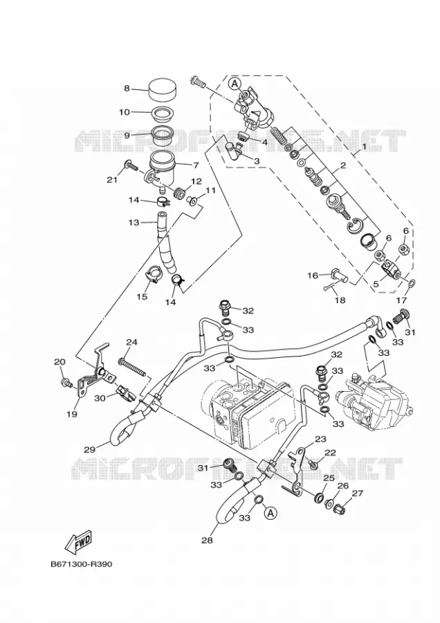 MAITRE CYLINDRE DE FREIN ARRIERE Yamaha MOTO 1000 2017 MT  MTN1000D