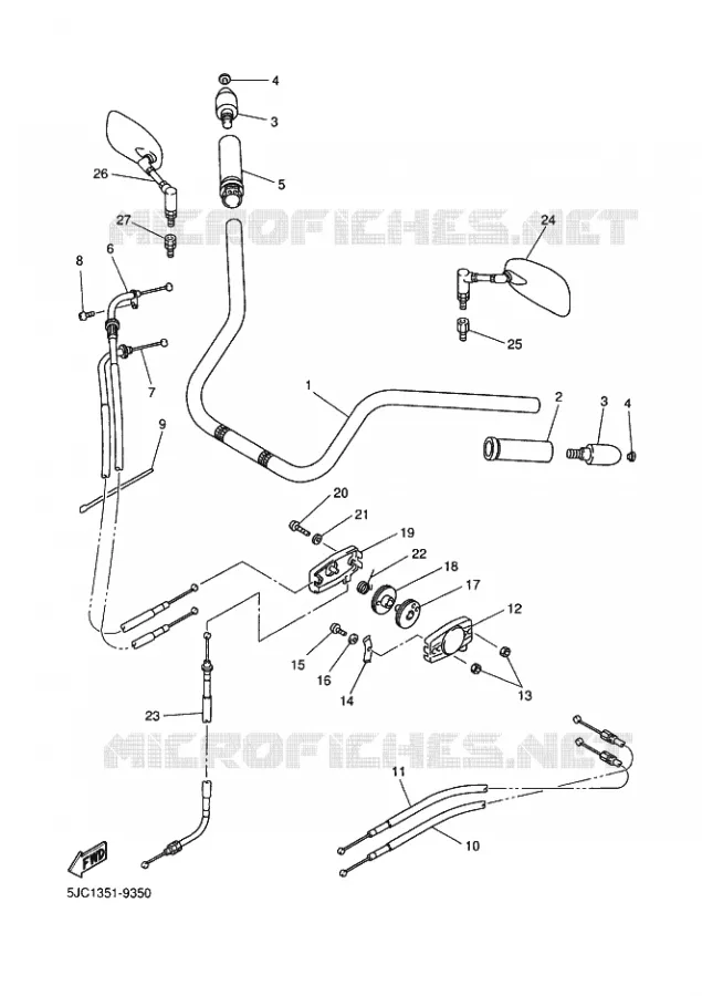 GUIDON ET CABLES Yamaha MOTO 1300 2000 ROYALSTAR  XVZ13TF