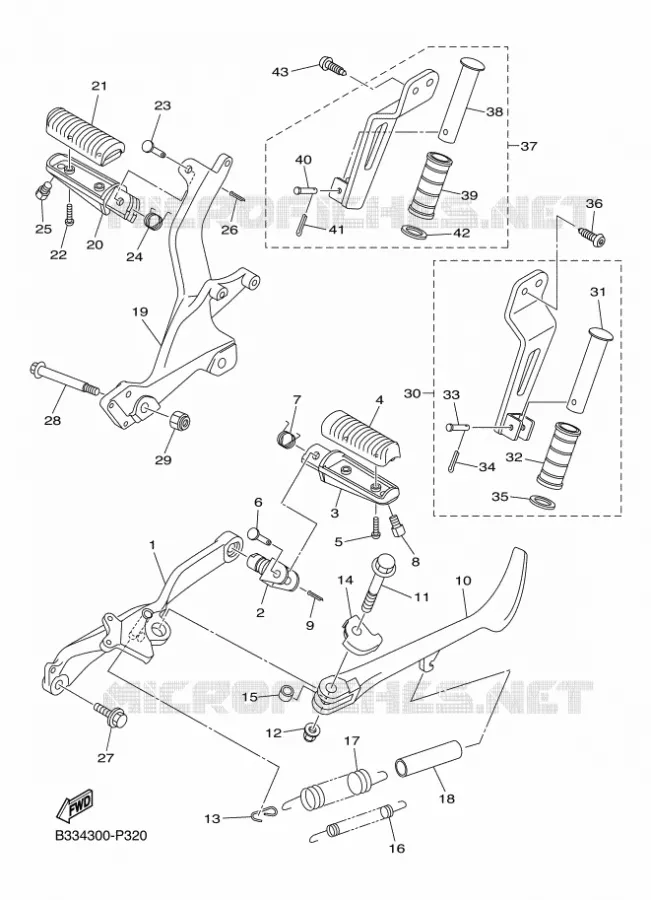 SUPPORT / REPOSE PIEDS Yamaha MOTO 950 2016 XV  XVS950CR