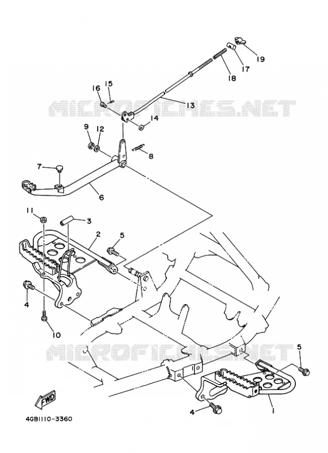 SUPPORT / REPOSE PIEDS Yamaha QUAD 400 1994 KODIAK  YFM400FW