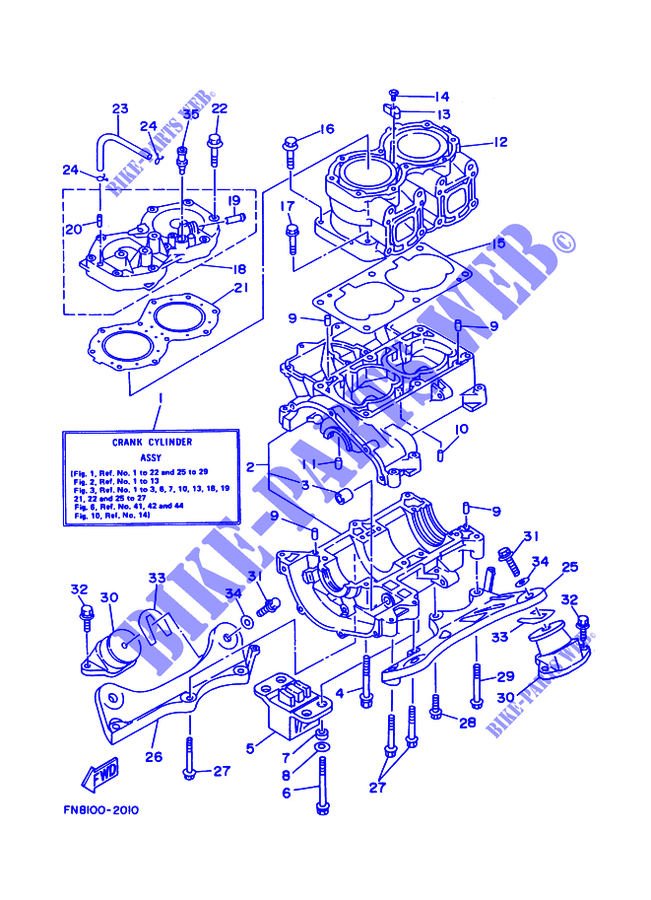 CYLINDRE / CARTER MOTEUR pour Yamaha MJ-700TX de 1994