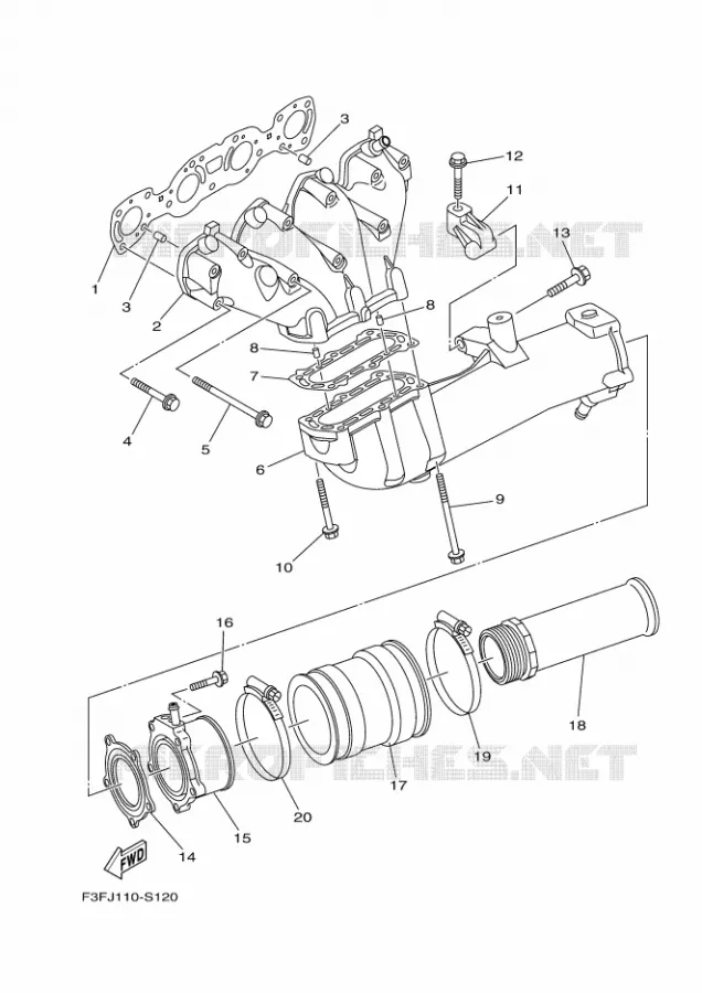 ECHAPPEMENT 1 Yamaha WAVERUNNER 1800 2017 FX  FB1800-S