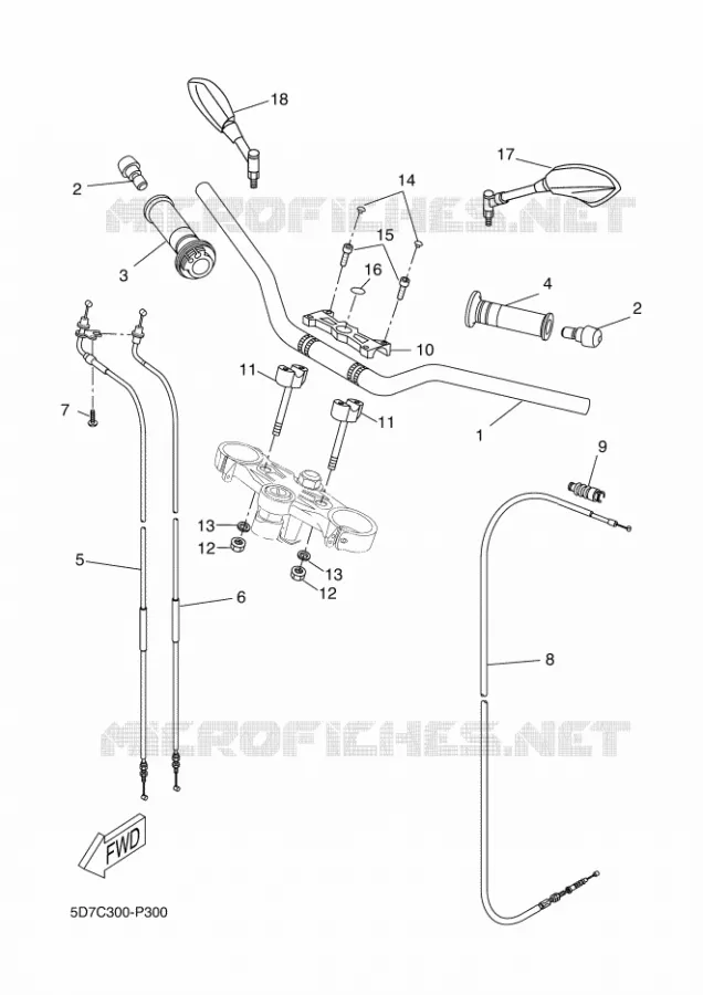 GUIDON ET CABLES Yamaha MOTO 125 2015 MT  MT125