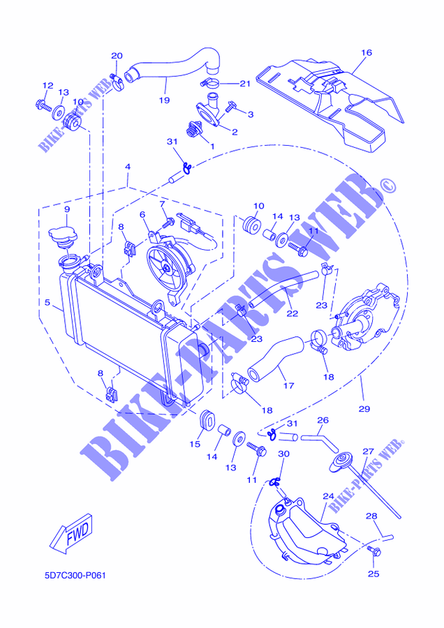 RADIATEUR / DURITES pour Yamaha MT 125 de 2015
