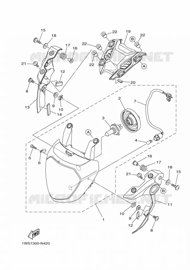 PHARE  Yamaha MOTO 700 2016 MT  MT07A