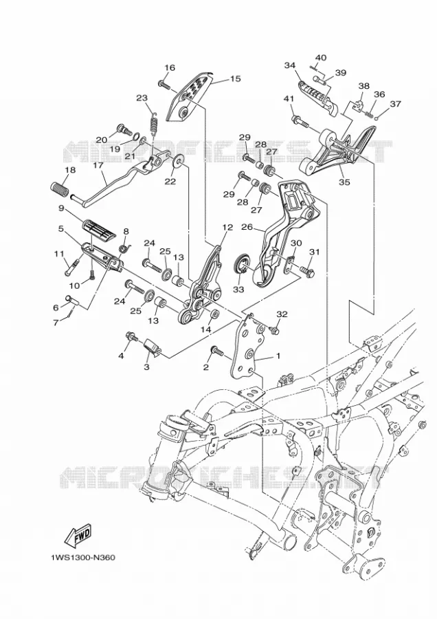 SUPPORT / REPOSE PIEDS 2 Yamaha MOTO 700 2016 MT  MT07A