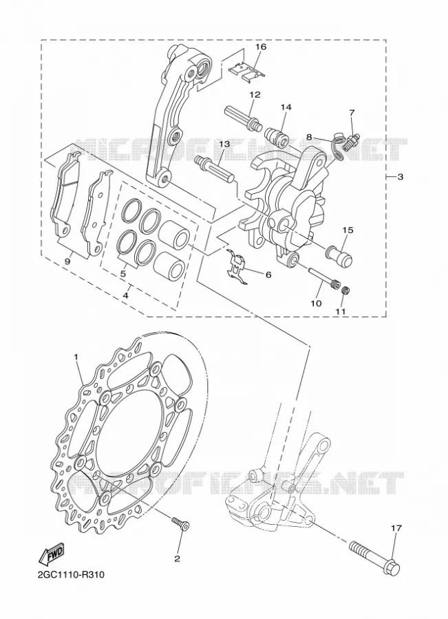 ETRIER DE FREIN AVANT Yamaha MOTO 250 2018 WRF  WR250F