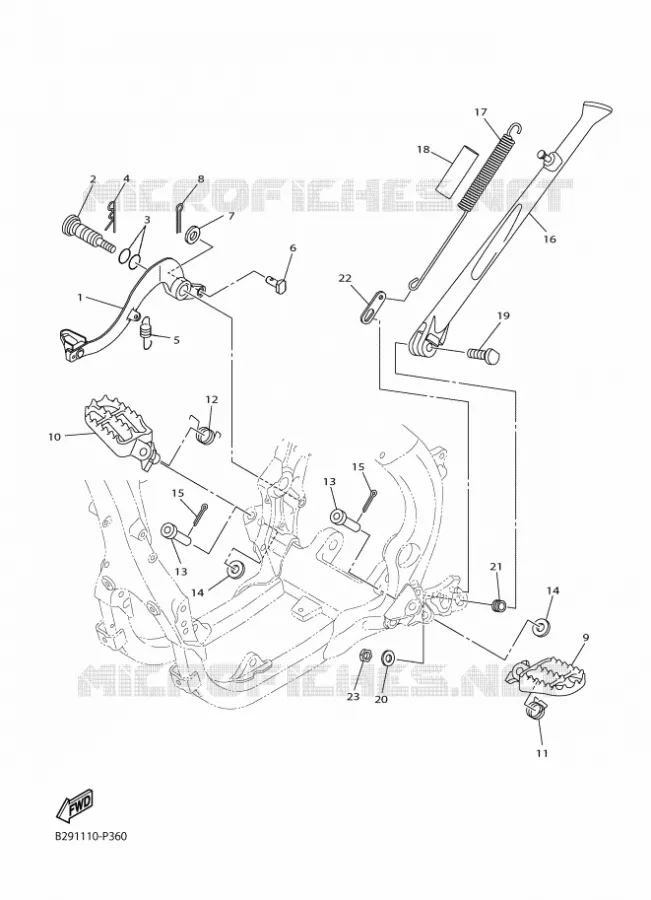SUPPORT / REPOSE PIEDS Yamaha MOTO 250 2016 YZF  YZ250FX