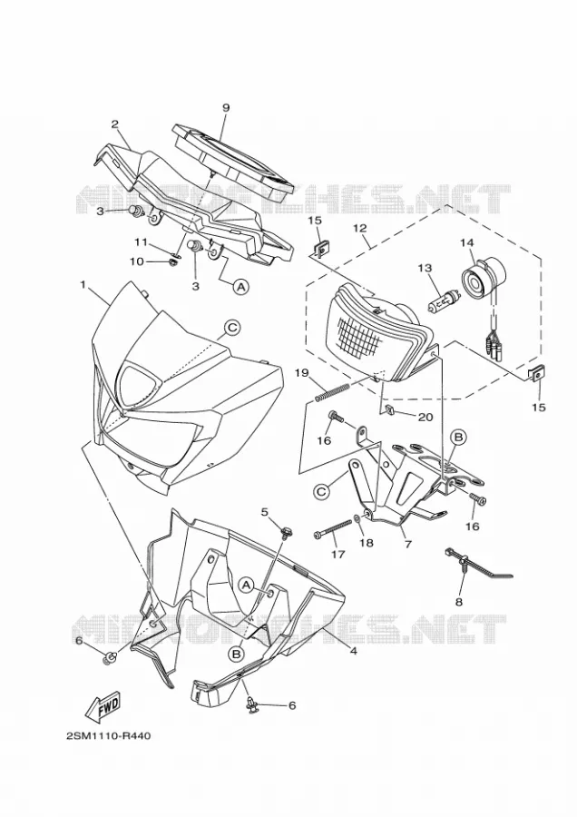 PHARE  2 Yamaha QUAD 700 2018 GRIZZLY  YFM700FWAD