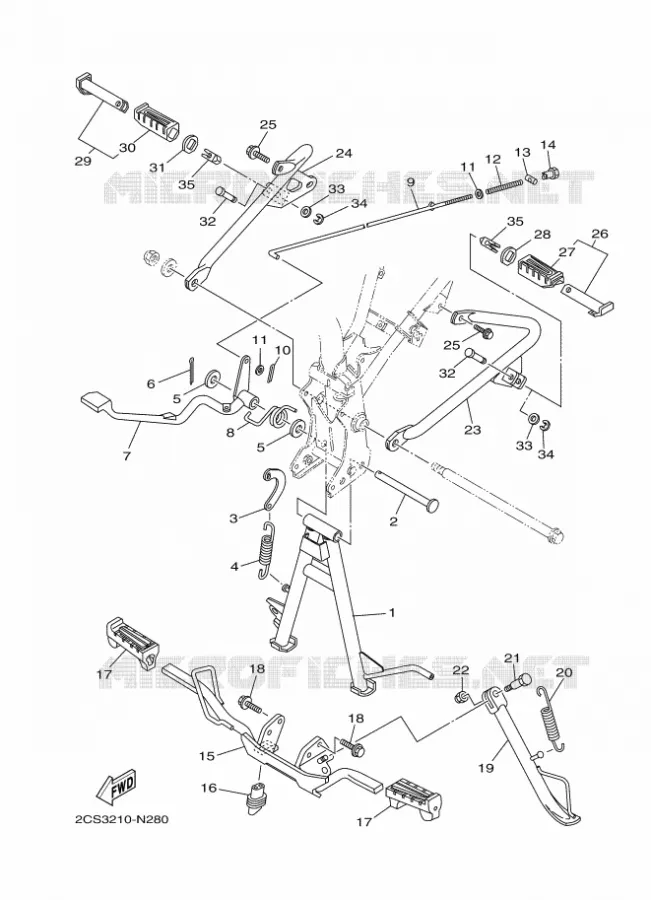 SUPPORT / REPOSE PIEDS Yamaha MOTO 125 2017 YB  YB125