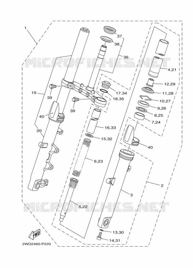 FOURCHE Yamaha MOTO 300 2018 R3  YZF-R3A