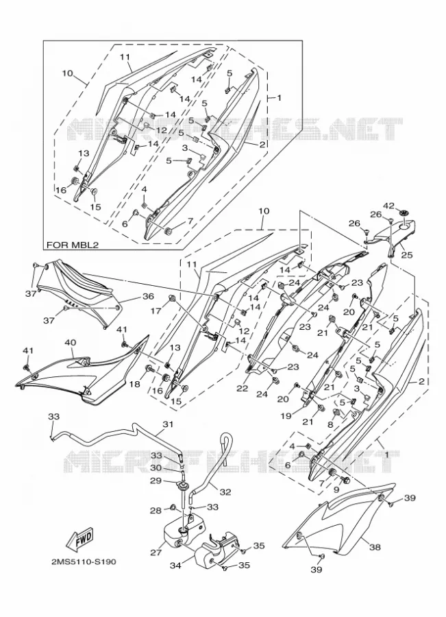 COUVERCLE LATERAL Yamaha MOTO 300 2018 R3  YZF-R3A