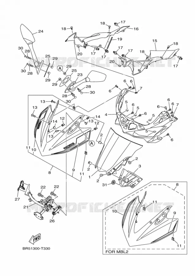 PARE BRISE Yamaha MOTO 300 2018 R3  YZF-R3A