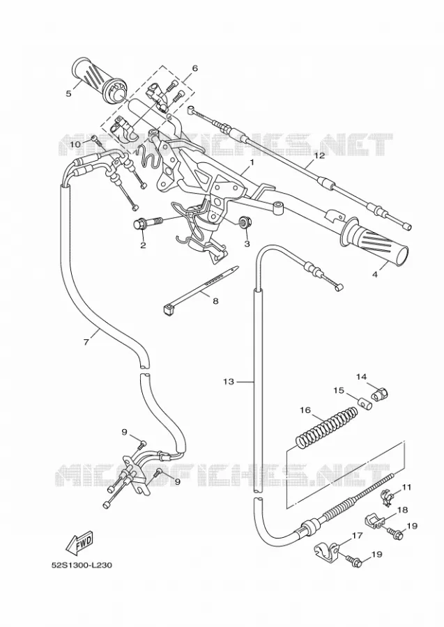 GUIDON ET CABLES Yamaha SCOOTER 125 2017 XENTER  HW125