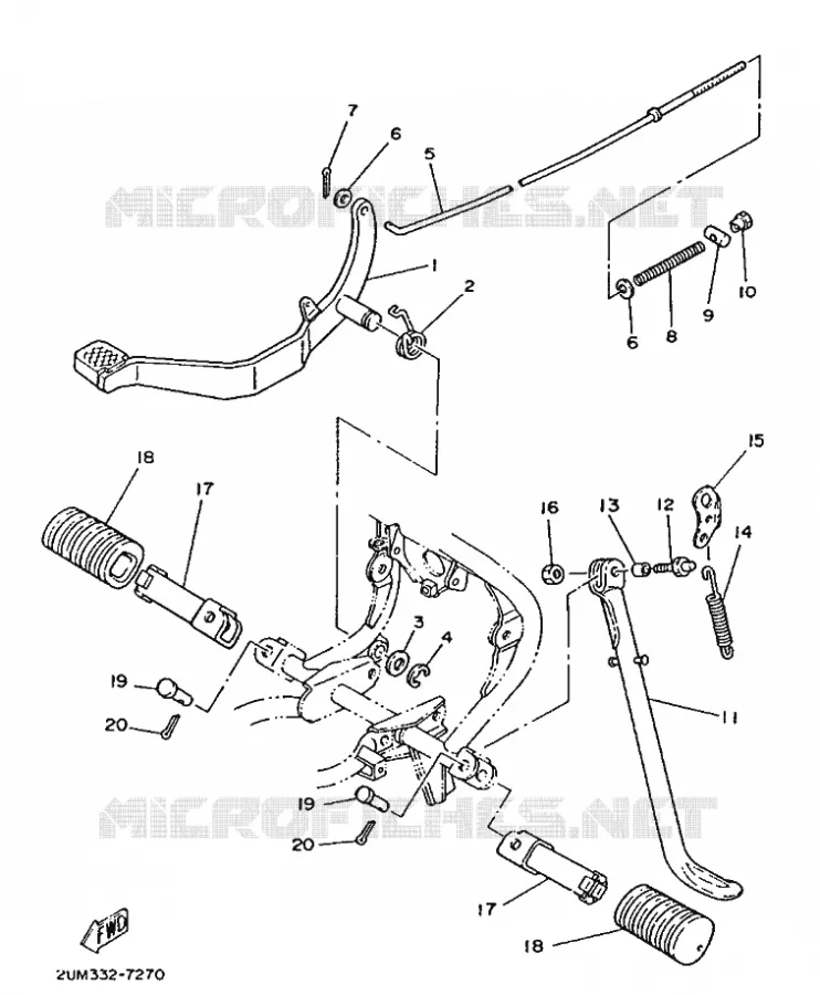 SUPPORT / REPOSE PIEDS Yamaha MOTO 50 1987 DT  DT50M
