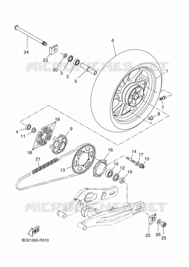 ROUE ARRIERE Yamaha MOTO 700 2017 TRACER  MTT690P-AB